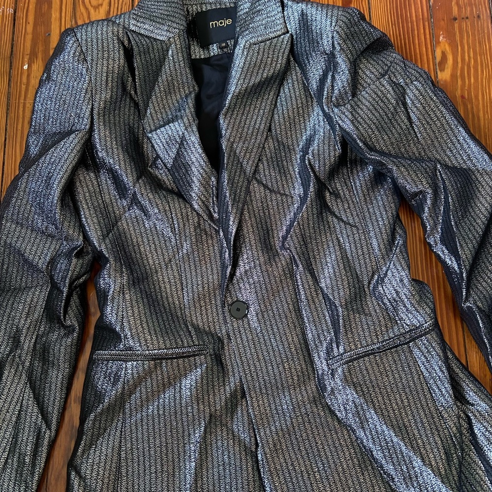 Maje Black Blazer with Notched Lapels